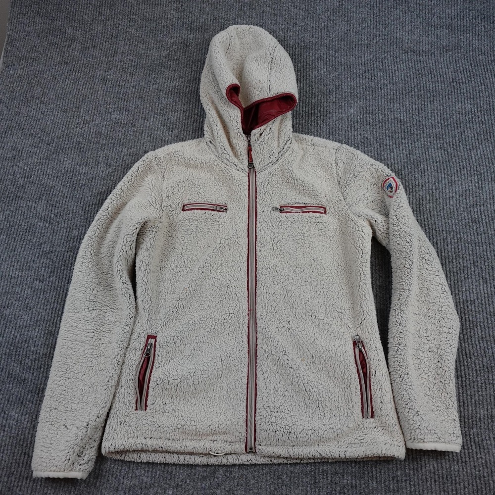 Kuhl Jacket Womens Medium White Sherpa Fleece Hooded Full Zip Lined Outdoor